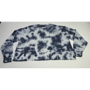 Hollister Long Sleeve Crop Top Women’s Small Loose Fit Waffle Dark Blue Tie Dye